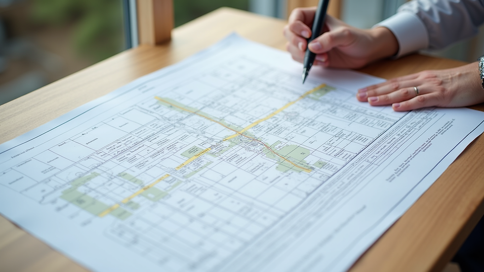 Plan de chantier avec annotations et calendrier de suivi