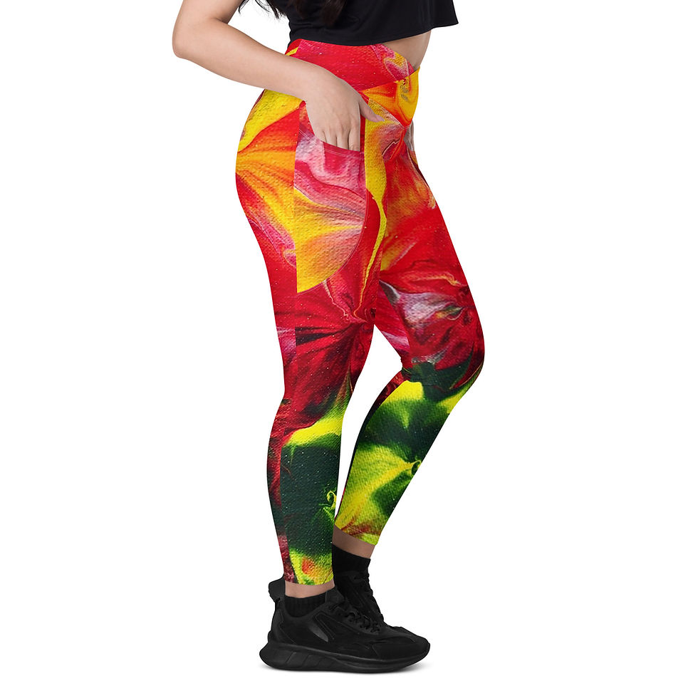 Miniaturbild: Leggings mit V-Bund "Red Flower"