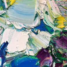 Arden Gallery - Zhang He, "Slowing Down," - installed and close up detail photos - 2026, oil on canvas, 40 x 40 inches, price upon request