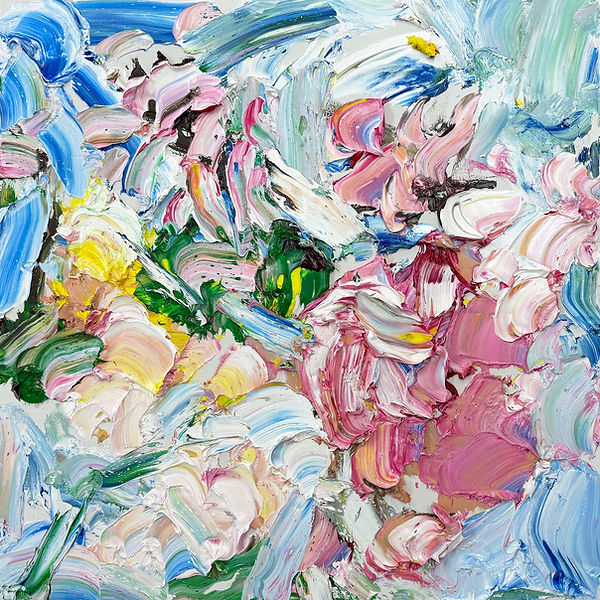 Arden Gallery - Zhang He, "Secretly," 2024, oil on canvas, 40 x 40 inches - price upon request