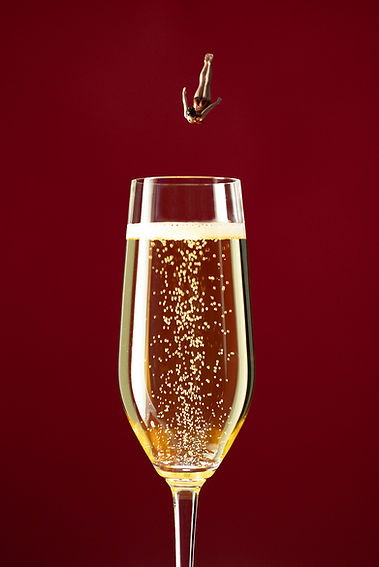 Arden Gallery - Christopher Boffoli, "Champagne Swan Dive," acrylic-dibond mounted photograph, 36 x 24 inches (also available: 18 x 12, 48 x 32)