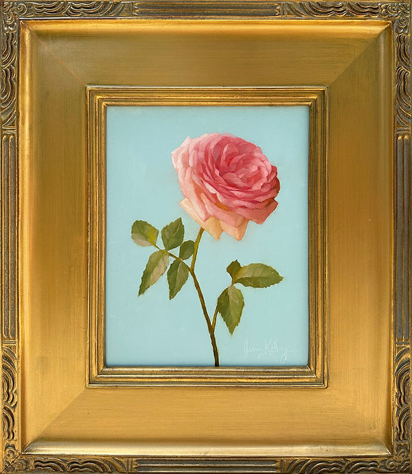 Arden Gallery - Jenny Kelley, "Pink Rose," 2024, oil on linen over panel, 10 x 8 inches, $1,500