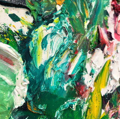 Detail photo: Zhang He, "Tomorrowland," 2024, oil on canvas, 48 x 36 inches, price upon request