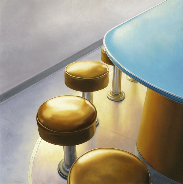 Arden Gallery - Matt Condron, "Fields Diner," 2012, oil on canvas on panel, 25 x 25 inches - SOLD