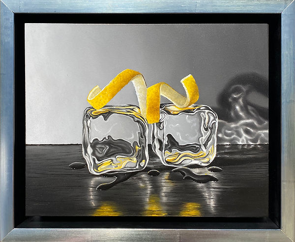 Arden Gallery - Otto Duecker, "When Life Throws you a Twist (just add gin,)" 2022, oil on panel, 8 x 10 inches - SOLD