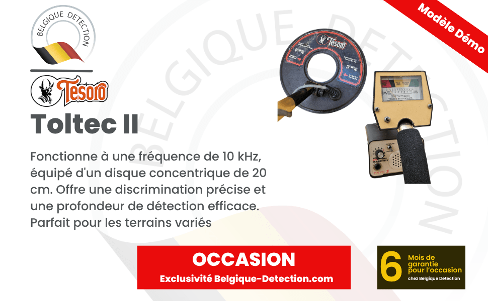 détecteur d'occasion tesoro toltec II avec disque d'origine belgique détection