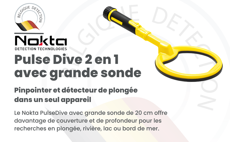 détecteur de métaux de plongée avec grande sonde nokta pulse dive belgique détection