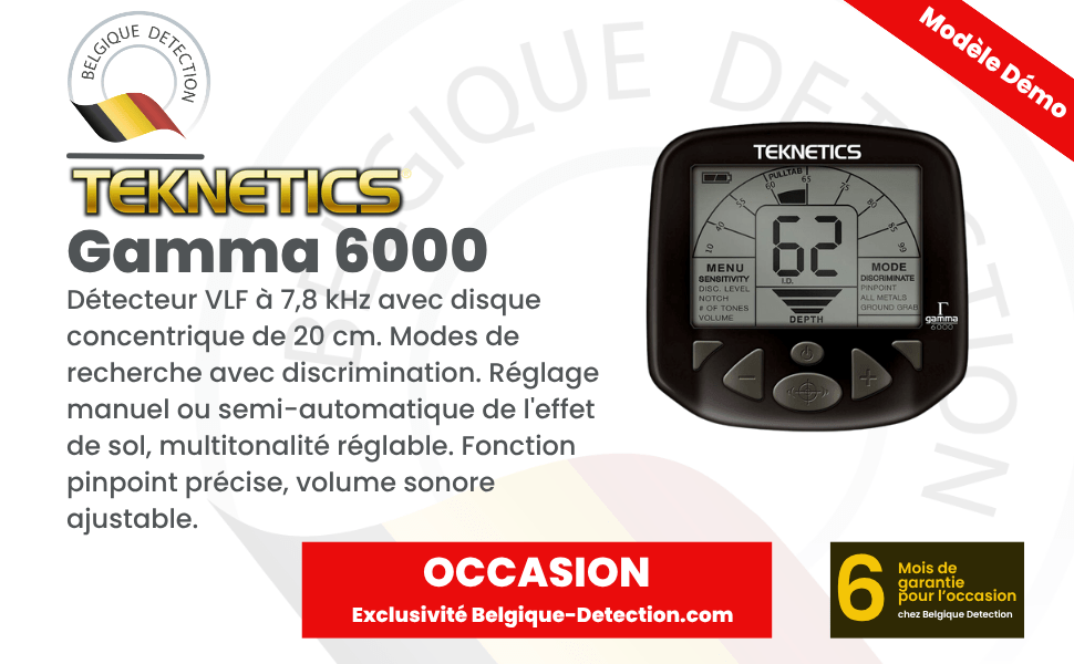 détecteur d'occasion teknetics gamma 6000 belgique détection