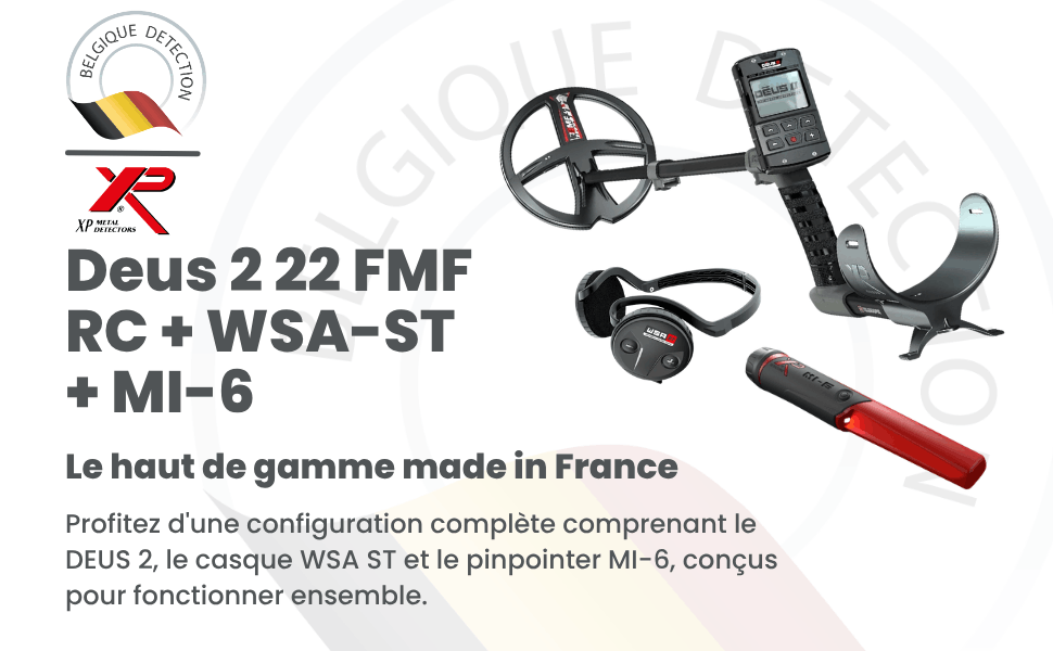 XP Deus 2 22 FMF RC WSA ST MI-6 détecteur de métaux belgique détection