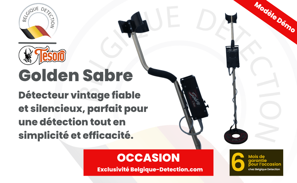 détecteur d'occasion collector tesoro golden sabre avec disque d'origine belgique détection