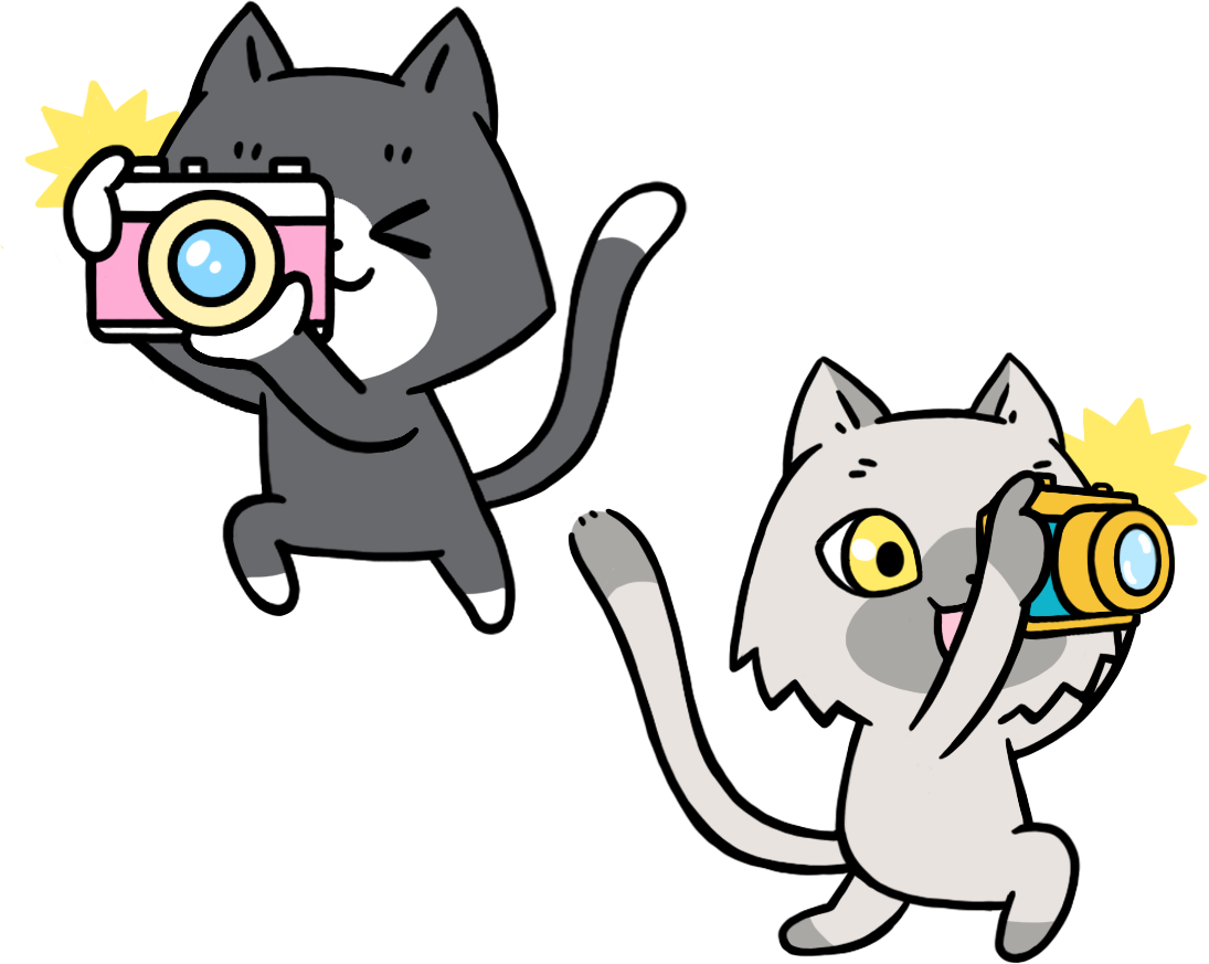 写真を撮るトワとセツナのイラスト