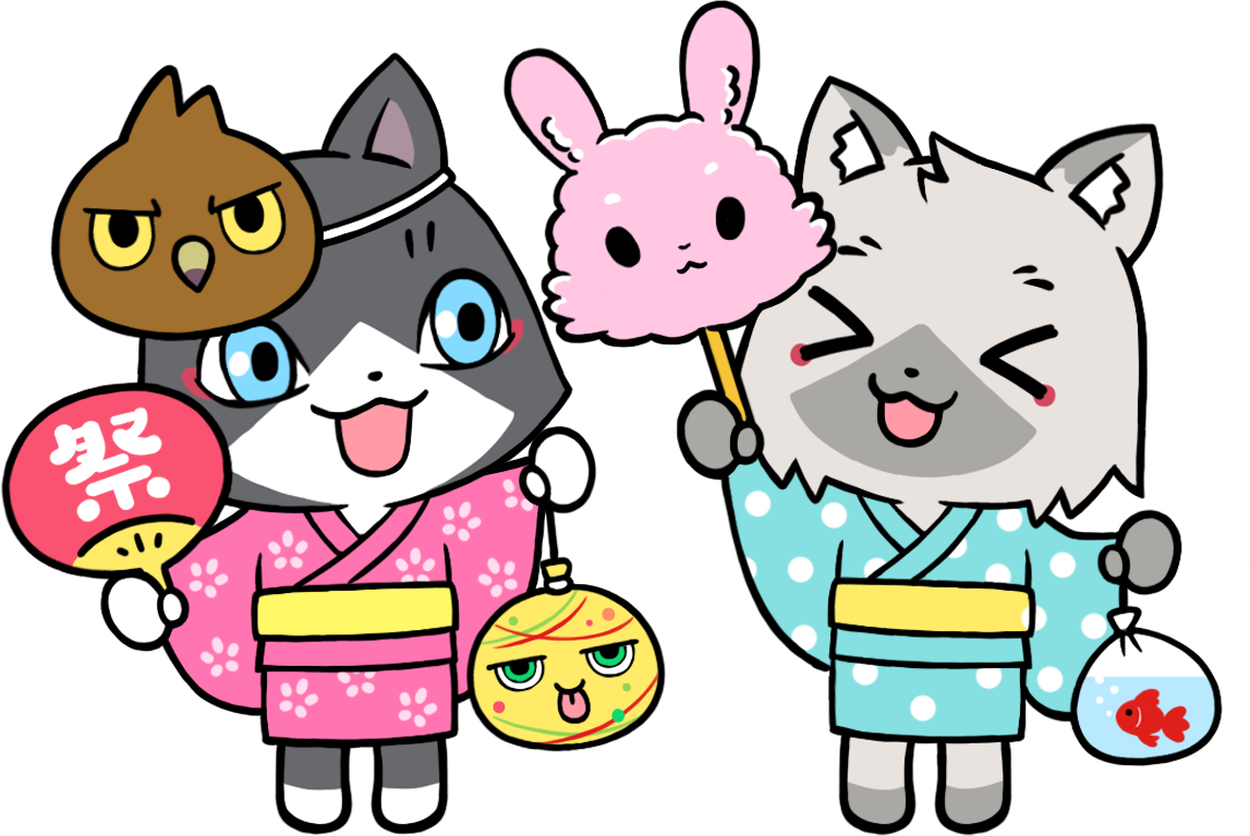 縁日にいくトワとセツナのイラスト