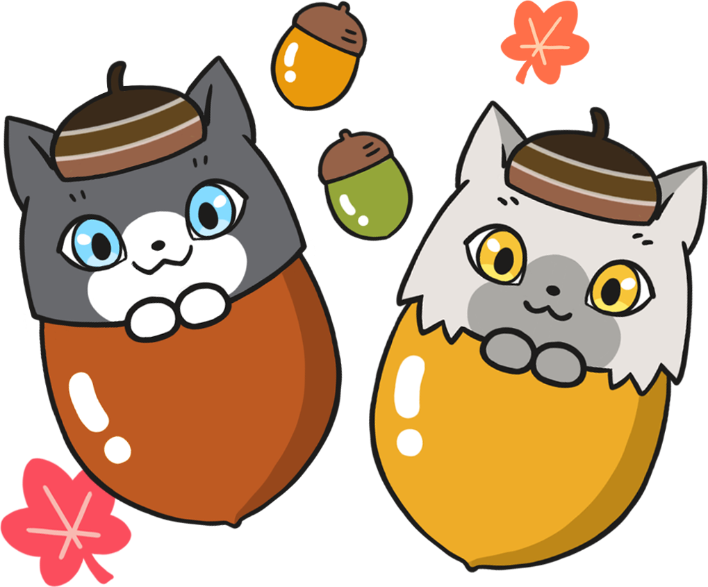 どんぐりになったトワとセツナのイラスト