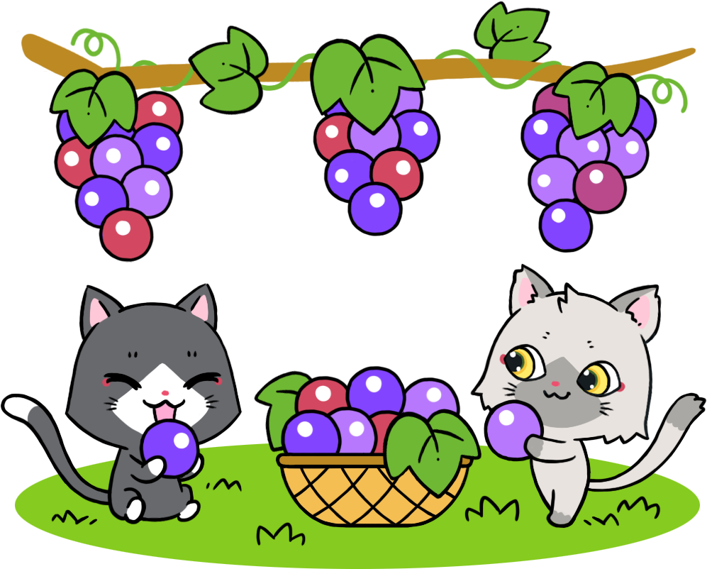 ぶどう狩りをするトワとセツナのイラスト