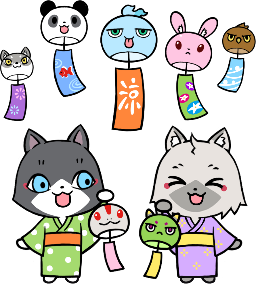 CNPの風鈴で涼しむトワとセツナのイラスト