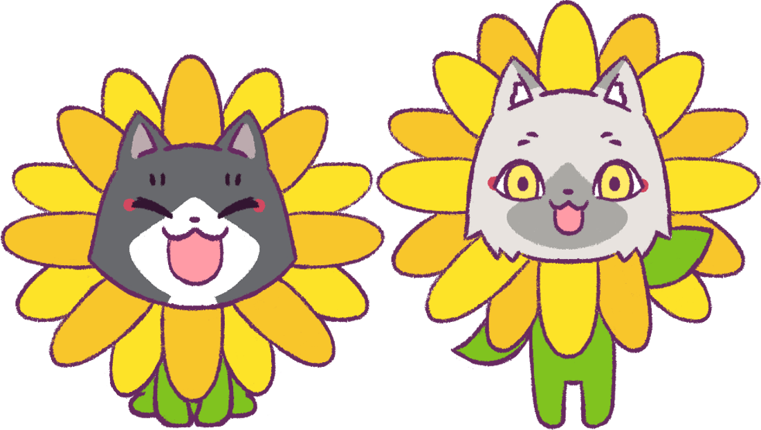 ひまわりのように笑うトワとセツナのイラスト
