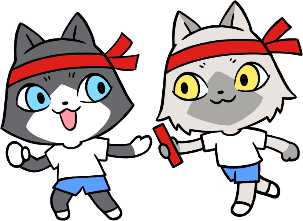 リレーをするトワとセツナのイラスト