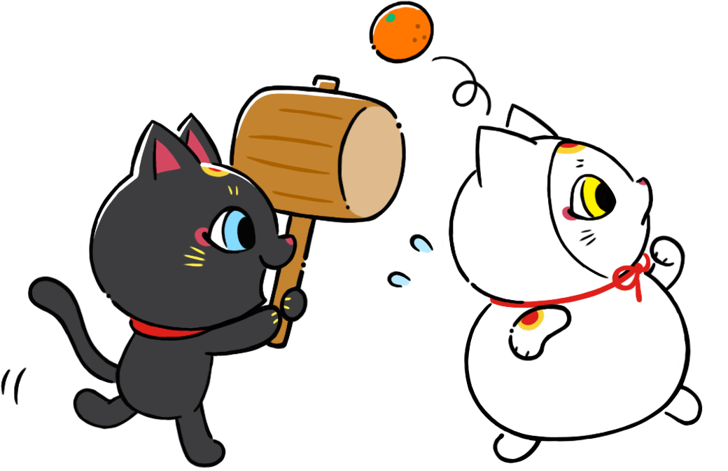 鏡開きをするトワとセツナのイラスト