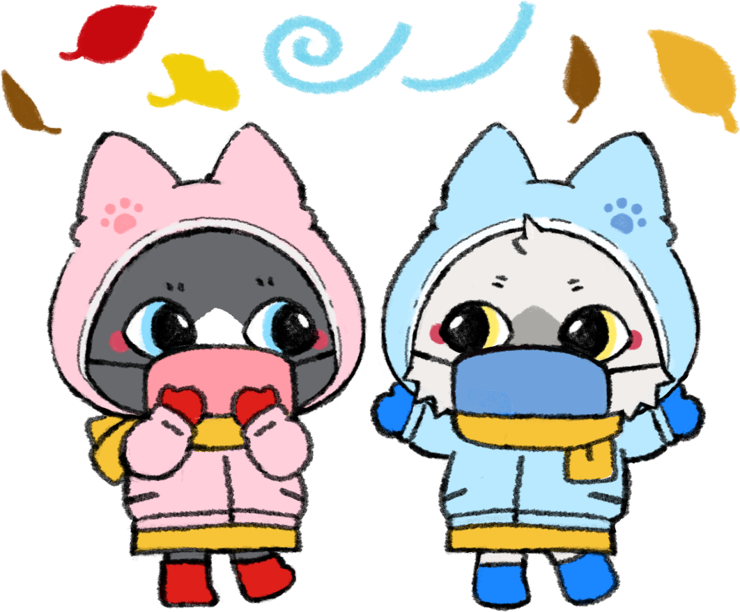 風邪対策をするトワとセツナのイラスト