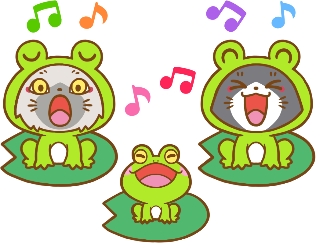 カエルの合唱をするトワとセツナのイラスト