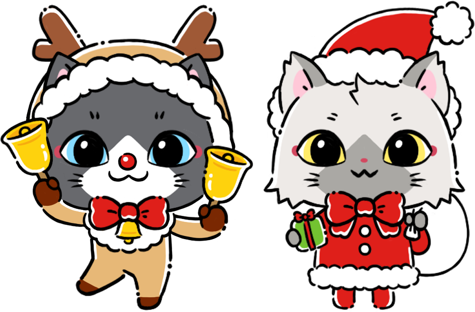トナカイとサンタになったトワとセツナのイラスト