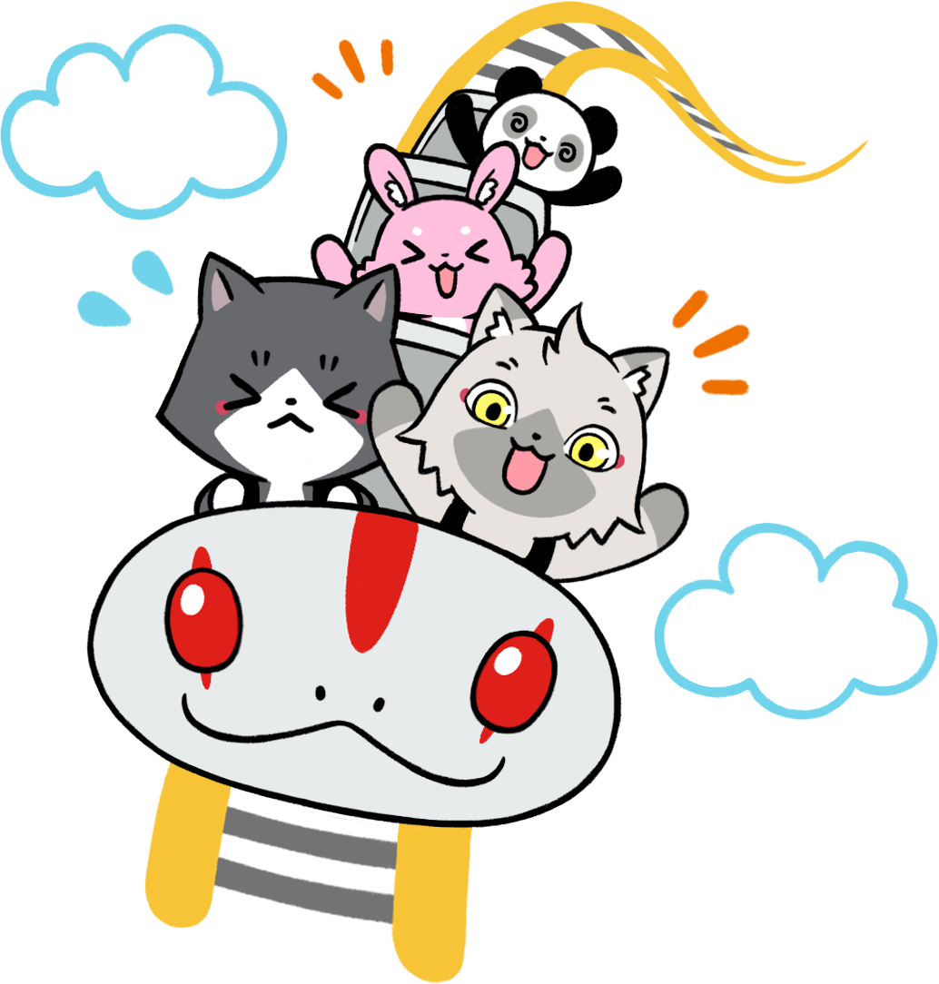 ジェットコースターに乗るトワとセツナのイラスト