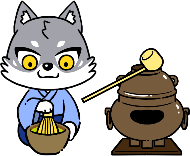 お茶を点てるマカミのイラスト