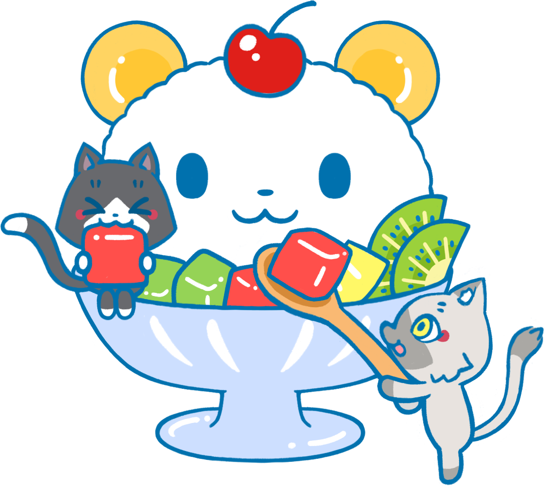 かき氷を食べるトワとセツナのイラスト