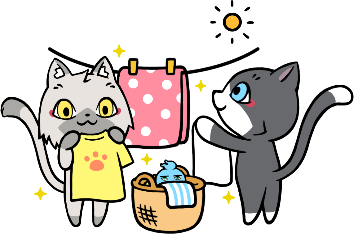 洗濯をするトワとセツナのイラスト