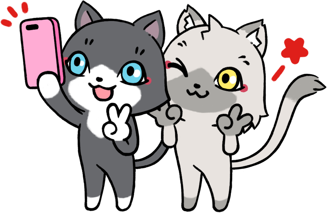 自撮りをするトワとセツナのイラスト