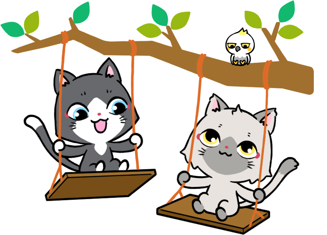 ブランコをするトワとセツナのイラスト
