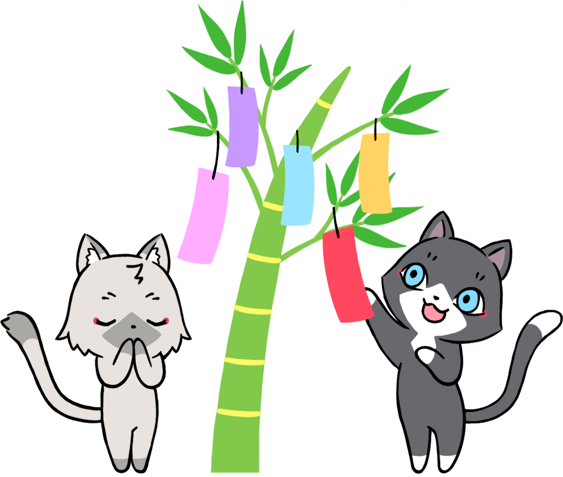 願い事をするトワとセツナのイラスト