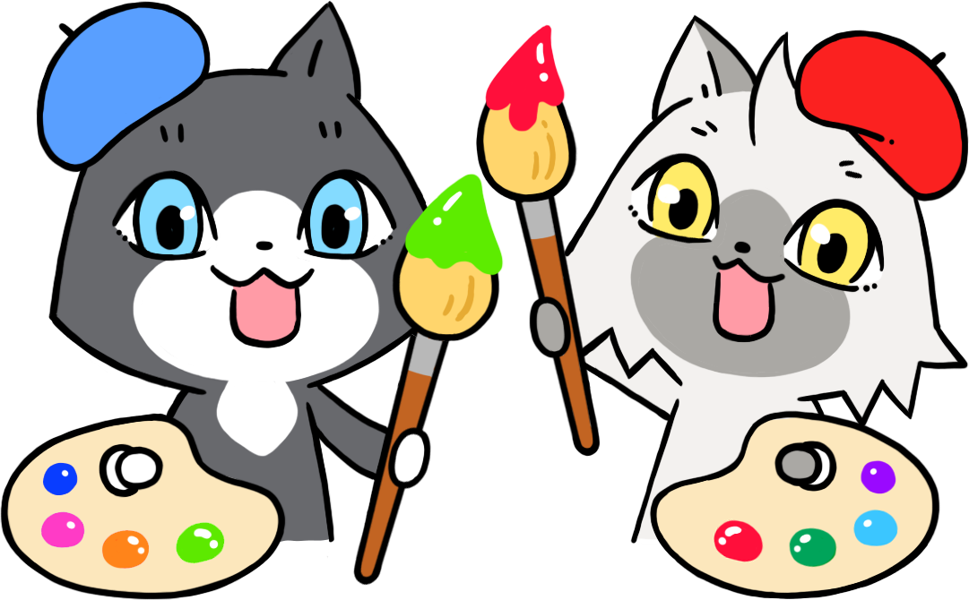 絵を描くトワとセツナのイラスト