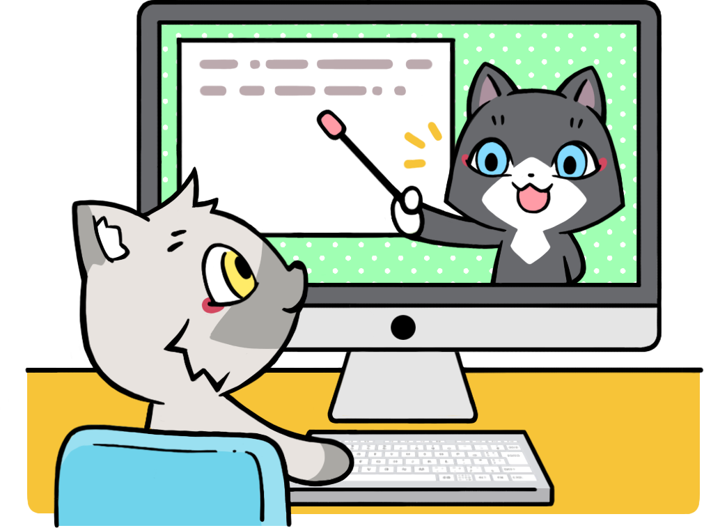 オンライン講師をするトワと学習をするセツナのイラスト