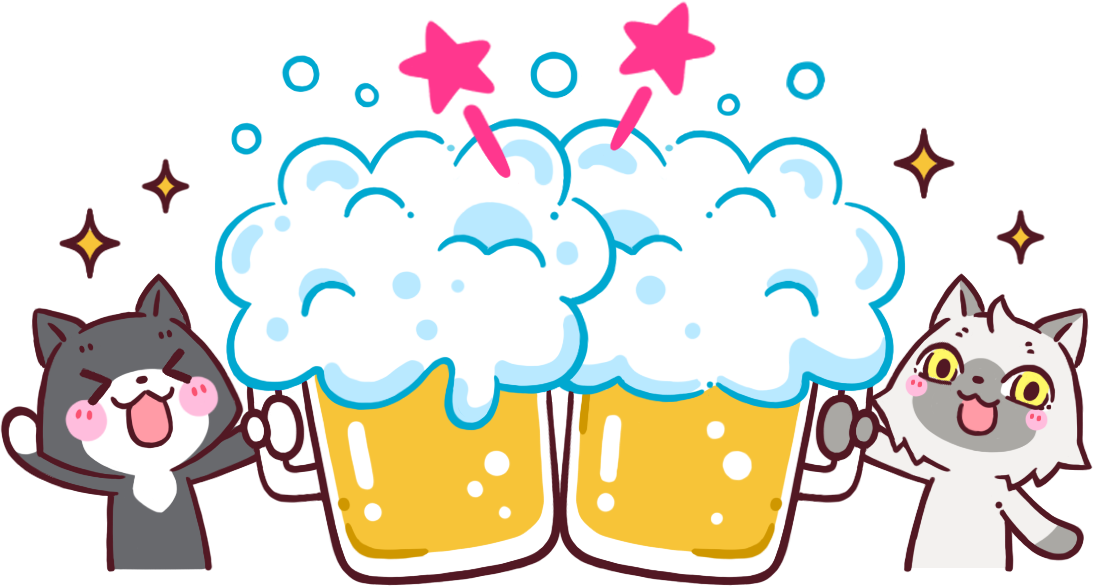乾杯をするトワとセツナのイラスト
