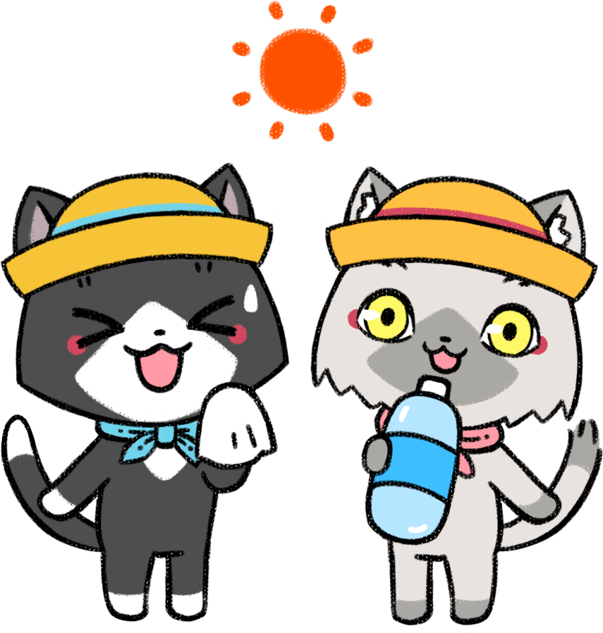 熱中症予防をするトワとセツナのイラスト