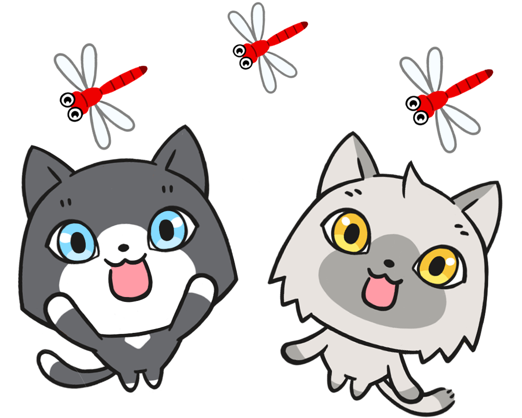 赤とんぼを見つけたトワとセツナのイラスト