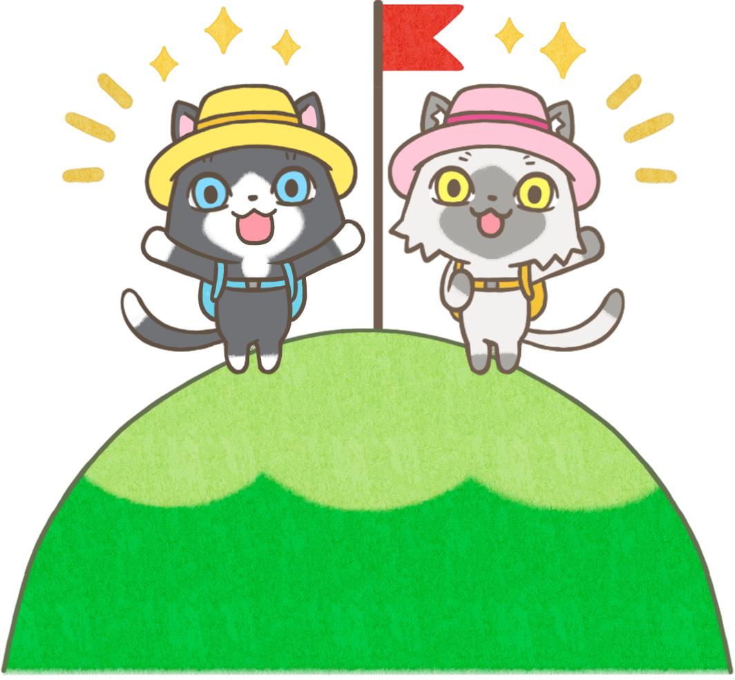 山登りをするトワとセツナのイラスト