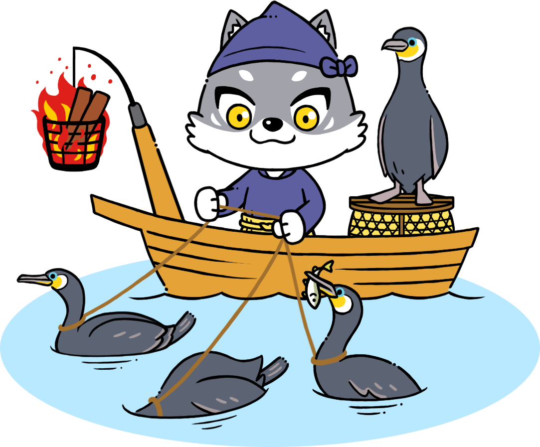 鴨飼をしているマカミのイラスト