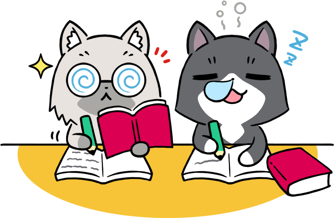 試験勉強をするトワとセツナのイラスト