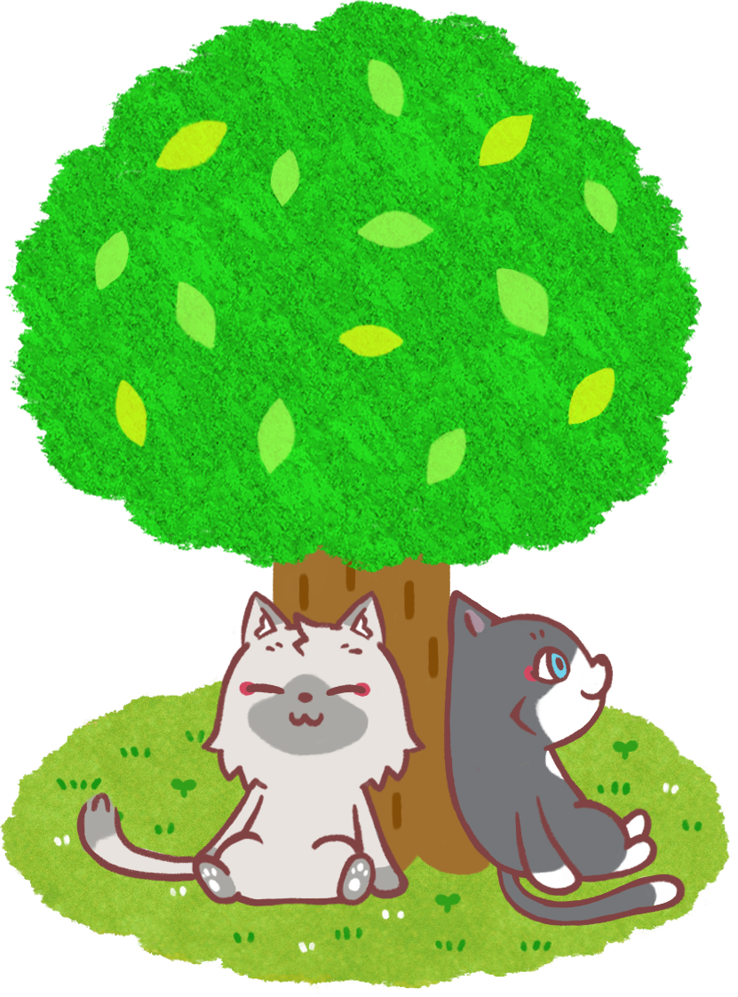 木陰で休むトワとセツナのイラスト