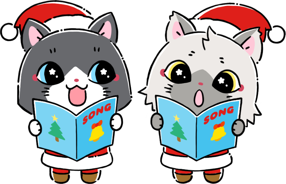 クリスマスソングを歌うトワとセツナのイラスト