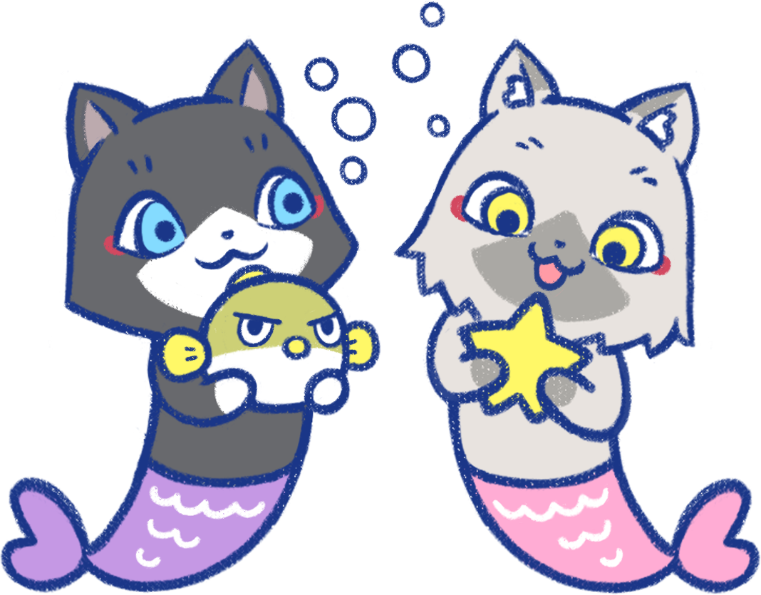 人魚になったトワとセツナのイラスト