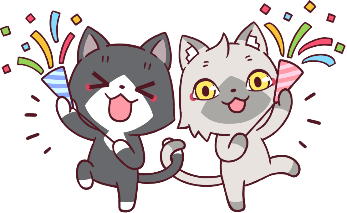 お祝いするトワとセツナのイラスト