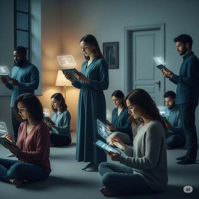 Young boys and girls on their advanced screens