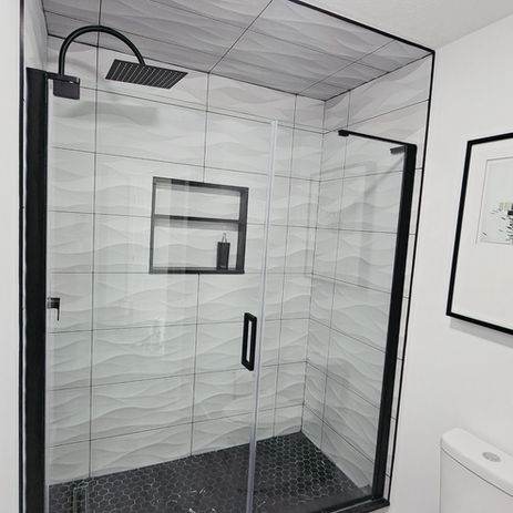 Bathroom tub removed, Tiled Shower surround & ceiling