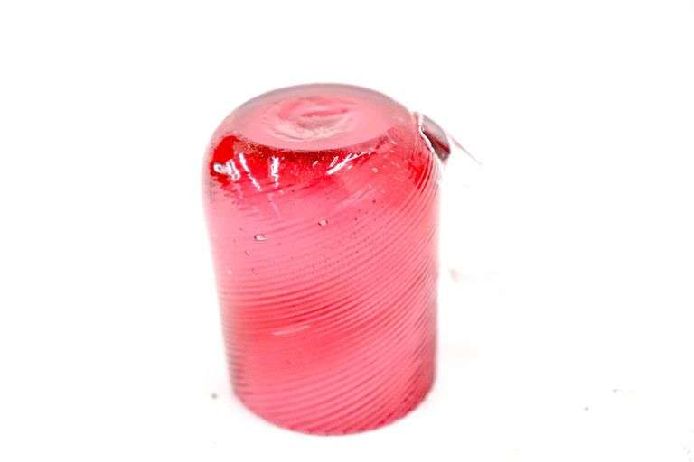Thumbnail: Hand blown cranberry glass pitcher and cups