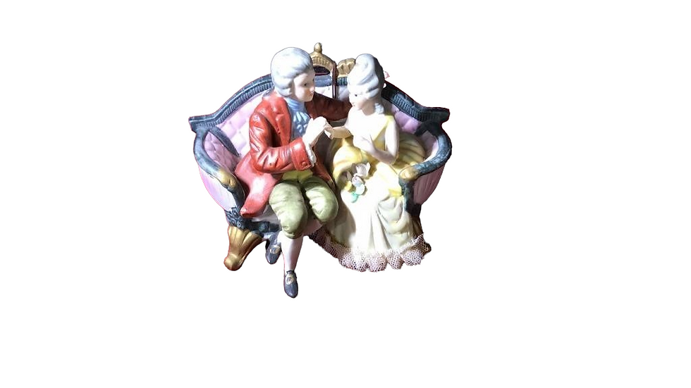 Thumbnail: Victorian Couple Vintage Cucci Figurine Royal Crown Colonial on couch