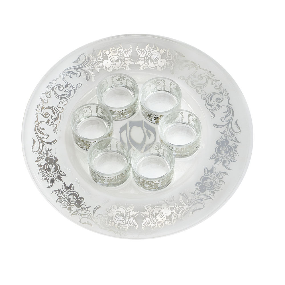 Seder plate "Silver Floral"