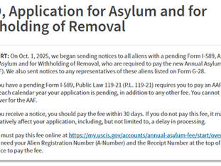 Annual Payment Required for Asylum Cases